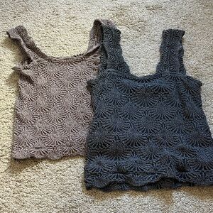 Free people Textured Sleeveless Tops - Black and Brown